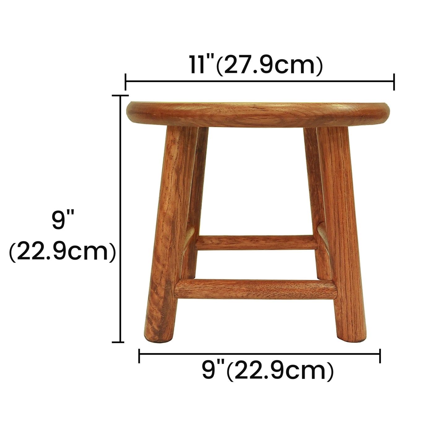 CONSDAN 9-Inch Round Step Stool for Adults & Kids, USA Grown Solid Oak Hardwood Ottoman, Sturdy Small Foot Stool for Kitchen, Bedside, Nursery, Shoe Changing, Plant Stand, Fully Assembled (Chocolate)