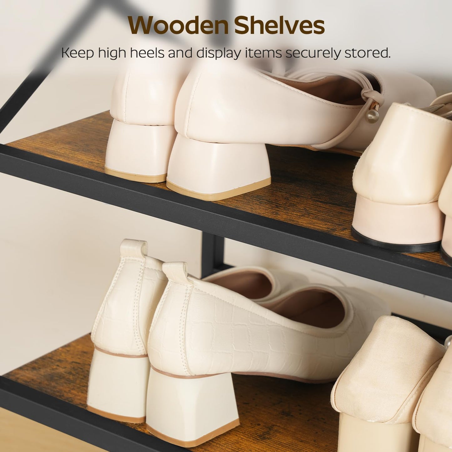 YATINEY Shoe Bench, 3-Tier Shoe Rack, 10-Tier Tall Shoe Rack Organizer, Wooden Shoe Storage for Closet Holds 40 Pairs, HX02BB-SS210BR