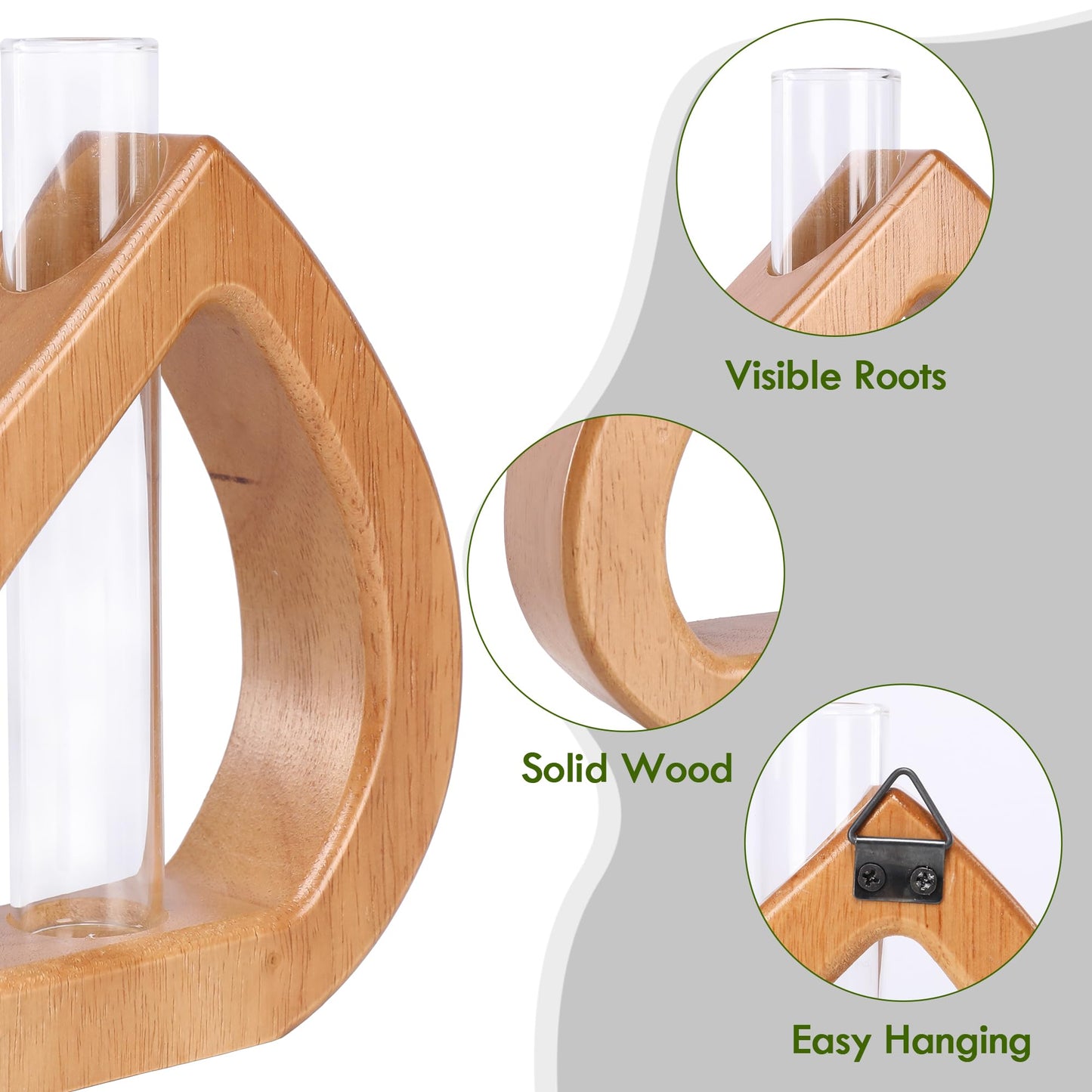 Chonsun Propagation Stations Planter Terrariums Wall Hanging Test Tube Desk Decorations with Wooden Stand Plant Terrarium Office Decor Gifts for Plant Lover Gifts