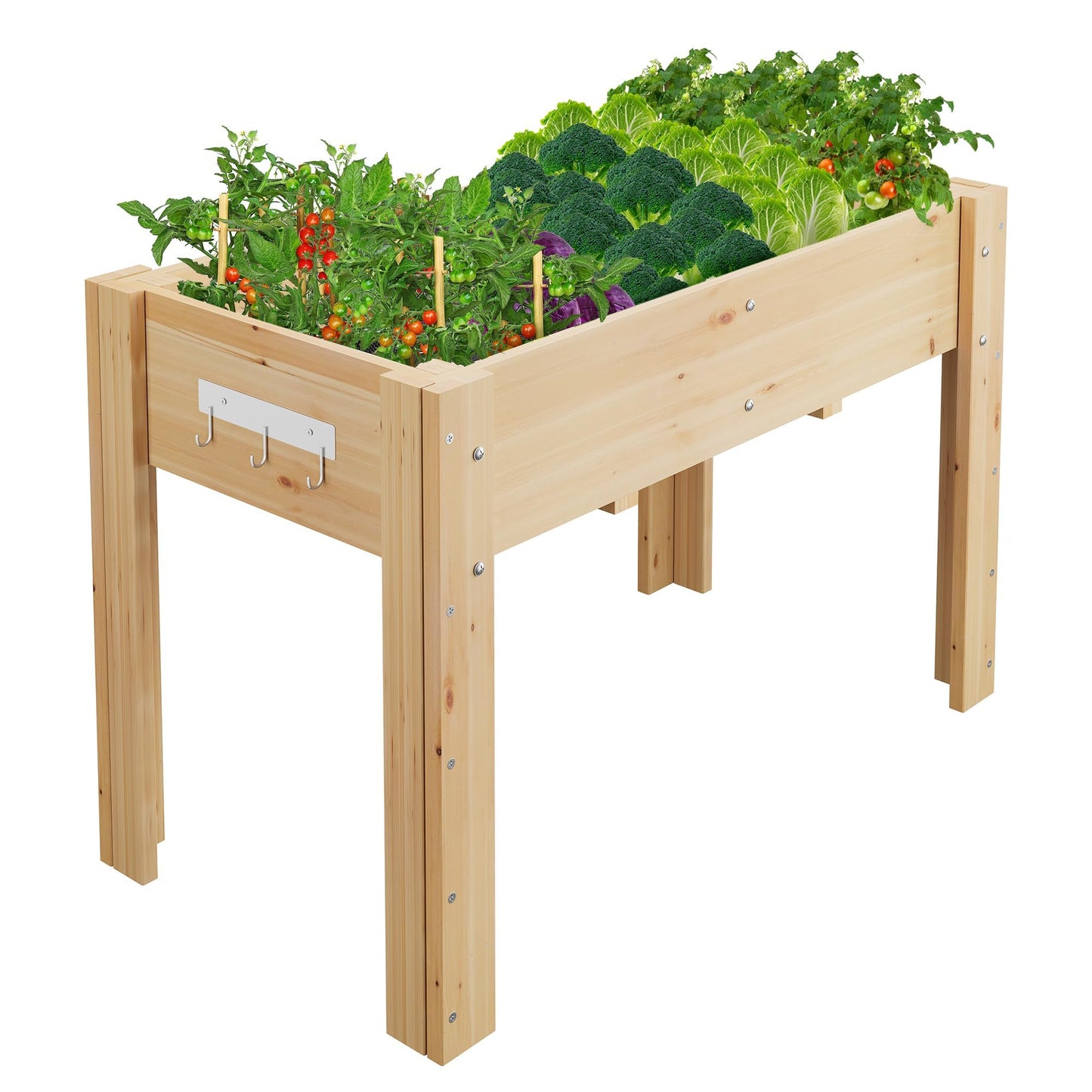 48x24x30IN Wooden Raised Garden Bed with Legs, Elevated Reinforced Large Planter Box for Vegetable Flower Herb Outdoor, Standing Growing Bed for Gardening/Backyard/Patio/Balcony, Liner Included