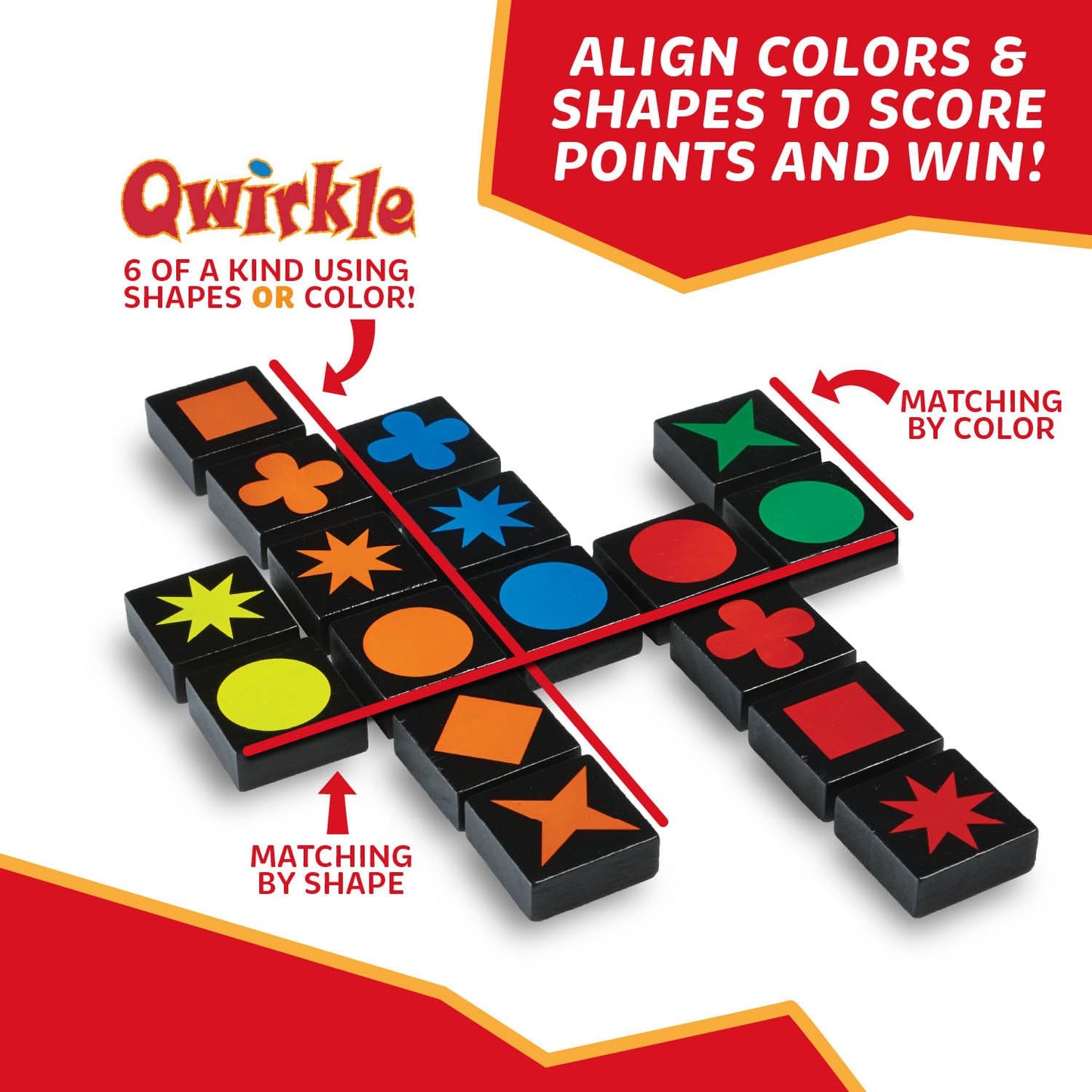 MindWare Qwirkle with Trays Board Game for Kids Ages 6+ Strategy Tile Game for Family Game Night 2-4 Players with 108 Wooden Tiles and 4 Trays