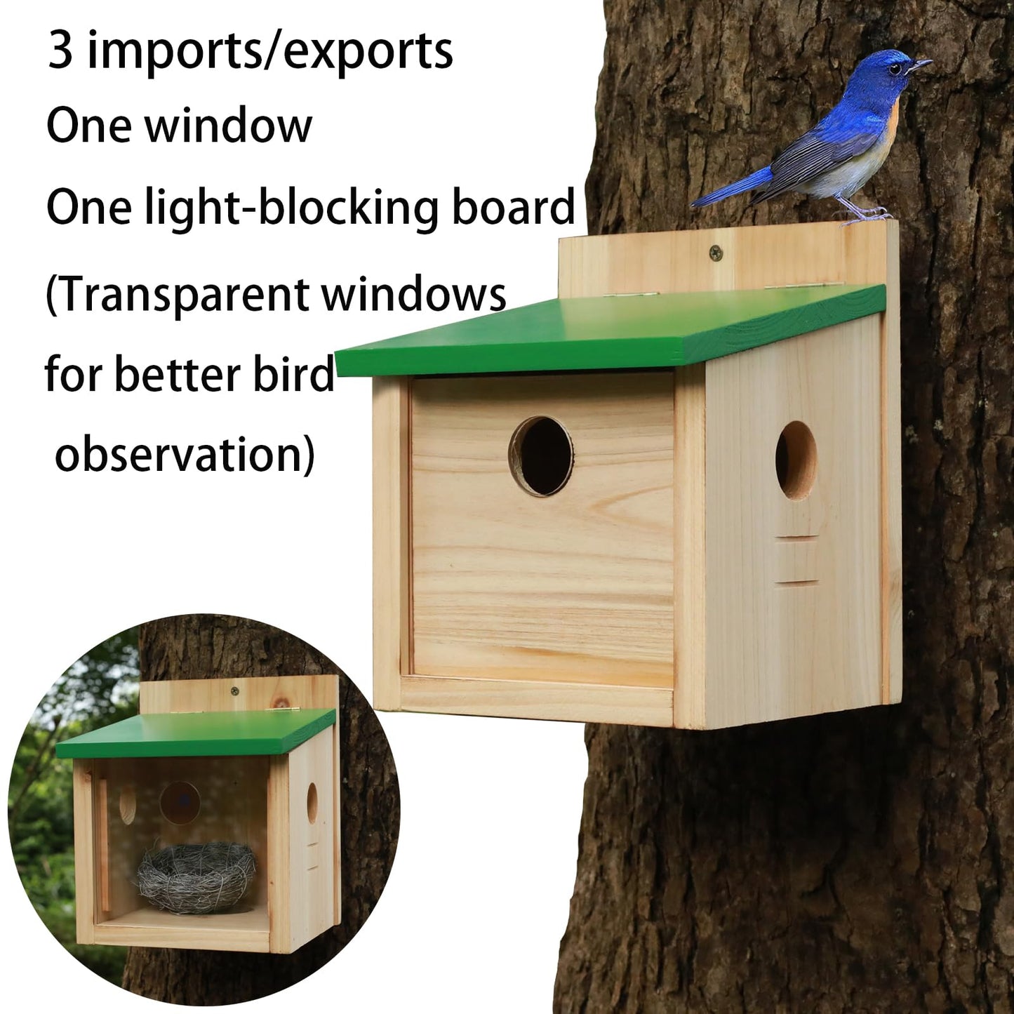 STARSWR Bird House Large Bluebird House Feeder Outdoor Mealworms Feeder for Bluebird with Viewing Window,with Easy Clean Removable Door Outside Hanging Birdhouses