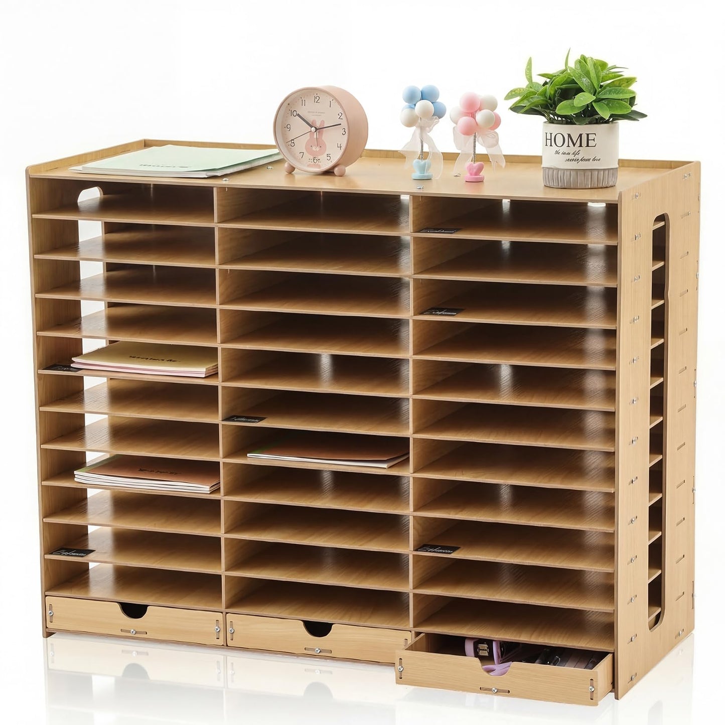 Colingmill Classroom Mailboxes Wooden Teacher Student Mailboxes for Classroom Literature Paper Organizer Compartments with Drawers, Sturdy Ease Setup for Home Office School(36 Slots)
