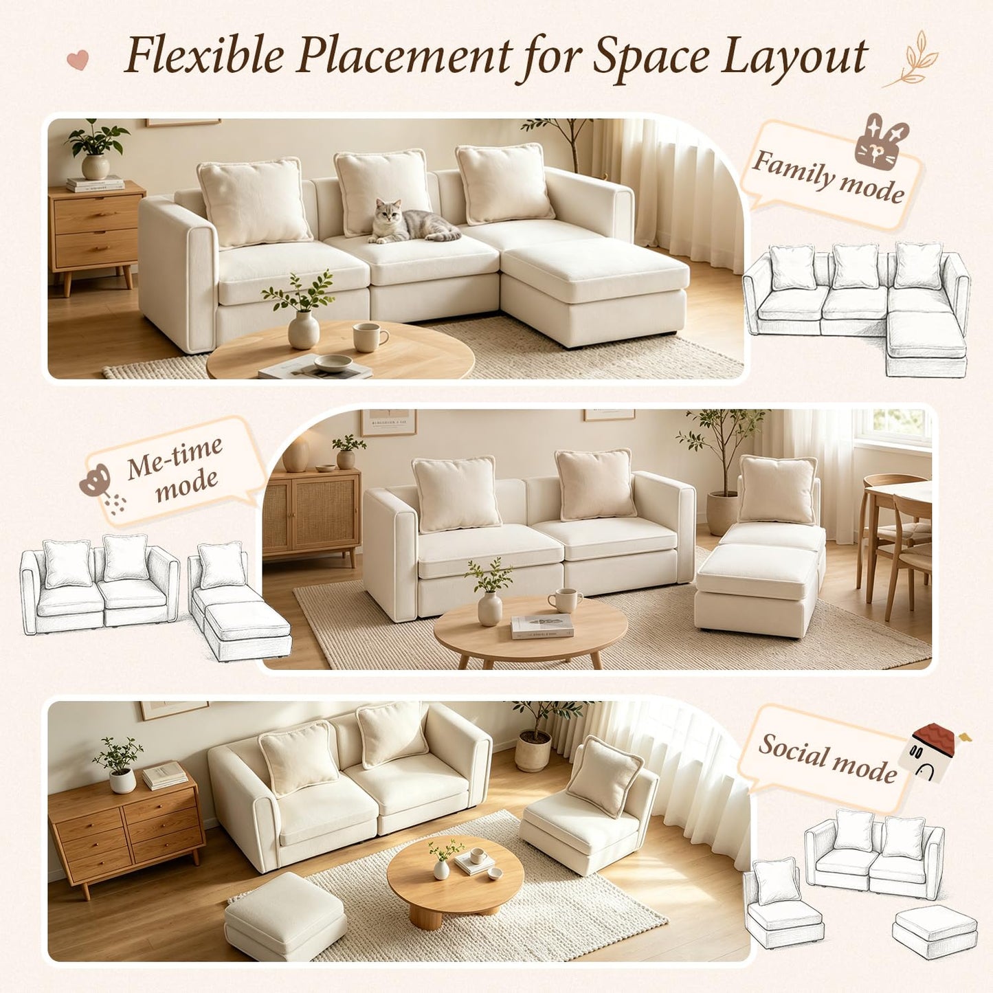 iLAND Dollhouse Furniture Sectional Dollhouse Couch Set White Velvet Sofa, Miniature Chair Doll House Furniture, Modern 1/12 Scale Miniature Living Room Decor and Accessories fit 4-6”Action Figures