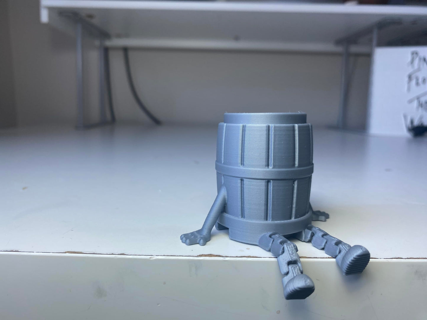 Articulated Barrel Man Desk Decor - Matte Silver Rustic Inspired Figurine for Home Bar, Office Shelf Accessory, and Unique Gift for Collectors - Poseable Barrel Character