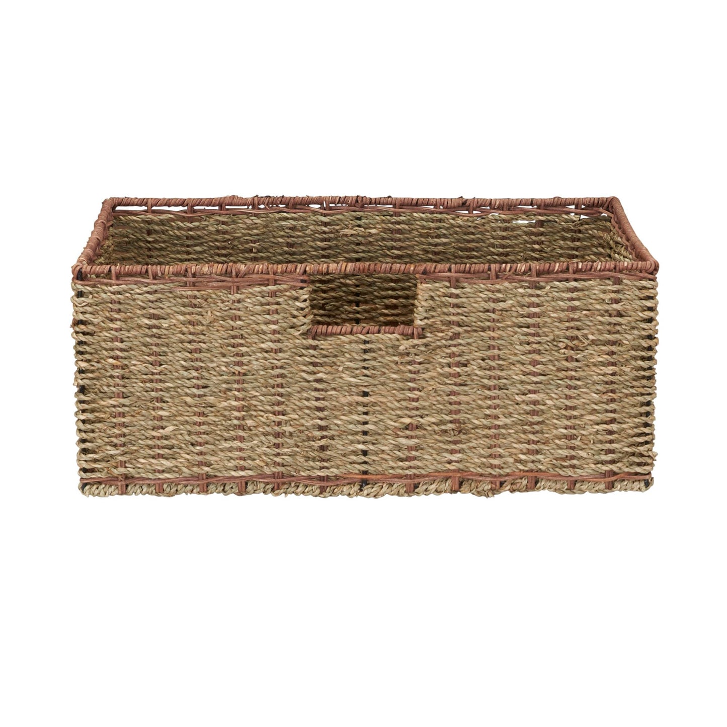 Household Essentials 5 Drawer Seagrass Wicker Storage Tower with Handwoven Rattan Design and Strong Metal Frame, Natural Rustic Modern Finish