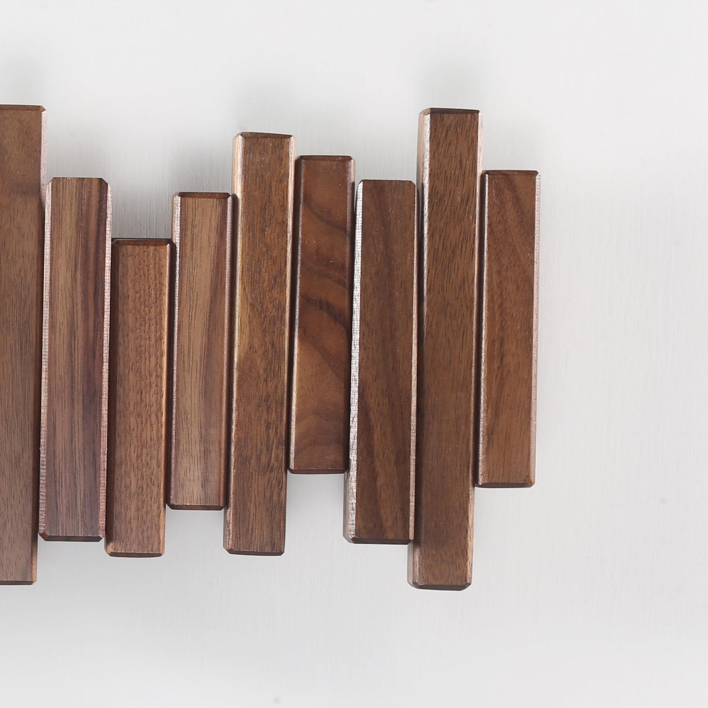 Acsigesn Wooden Coat Rack Wall Mounted Sticks Multi Rack Solid Handmade Natural Walnut Wood Artwork with 5 Flip-Down Unique Modern Hooks for Coats Bag Hat Umbrella