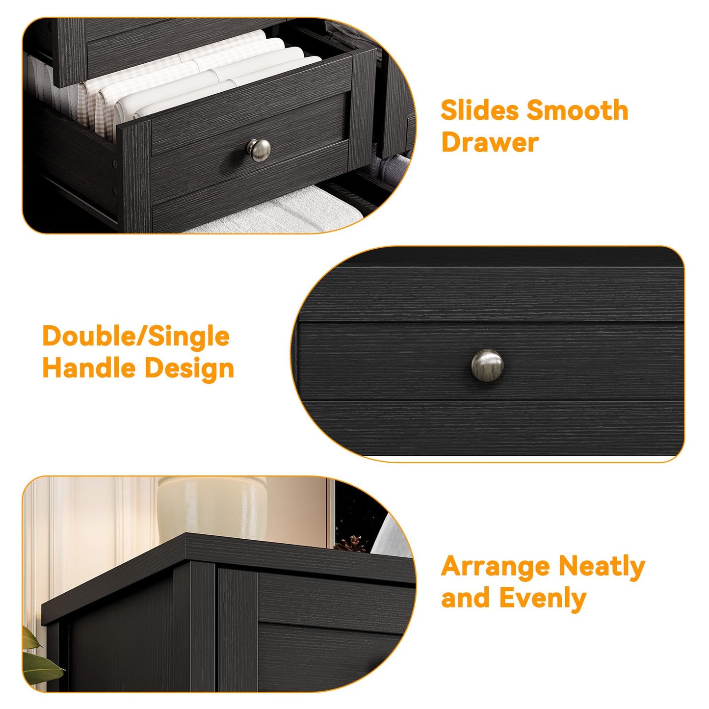 Garvee 12 Drawer Wooden Dressers for Bedroom, Black Dresser for Adult Bedroom, Modern Wood Chest of Drawers for Living Room, Closet, Entryway, Hallway, Farmhouse Wide TV Stand for 65 Inch TV