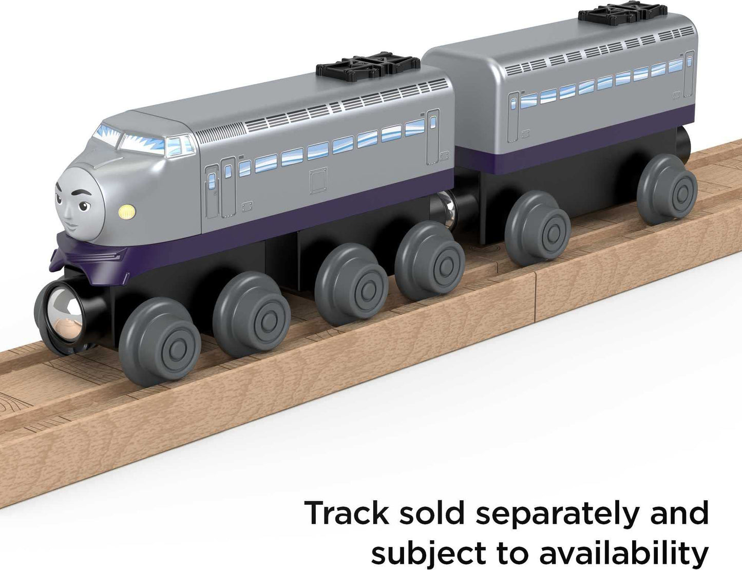 Thomas & Friends Wooden Railway, Kenji Engine and Coal Car, push-along train made from sustainably sourced wood for kids 2 years and up