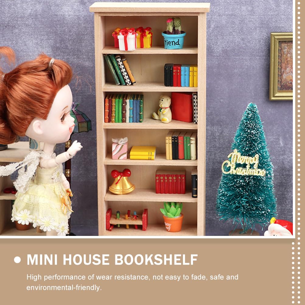 Homoyoyo Doll House Model Doll Storage Cabinet 1 12 Scale Wooden Bookshelf Miniature Wood Furniture Wood Decor Mini Furniture Doll House Furniture Small Wooden Bookshelf Mini House Supply (Pack of 2)