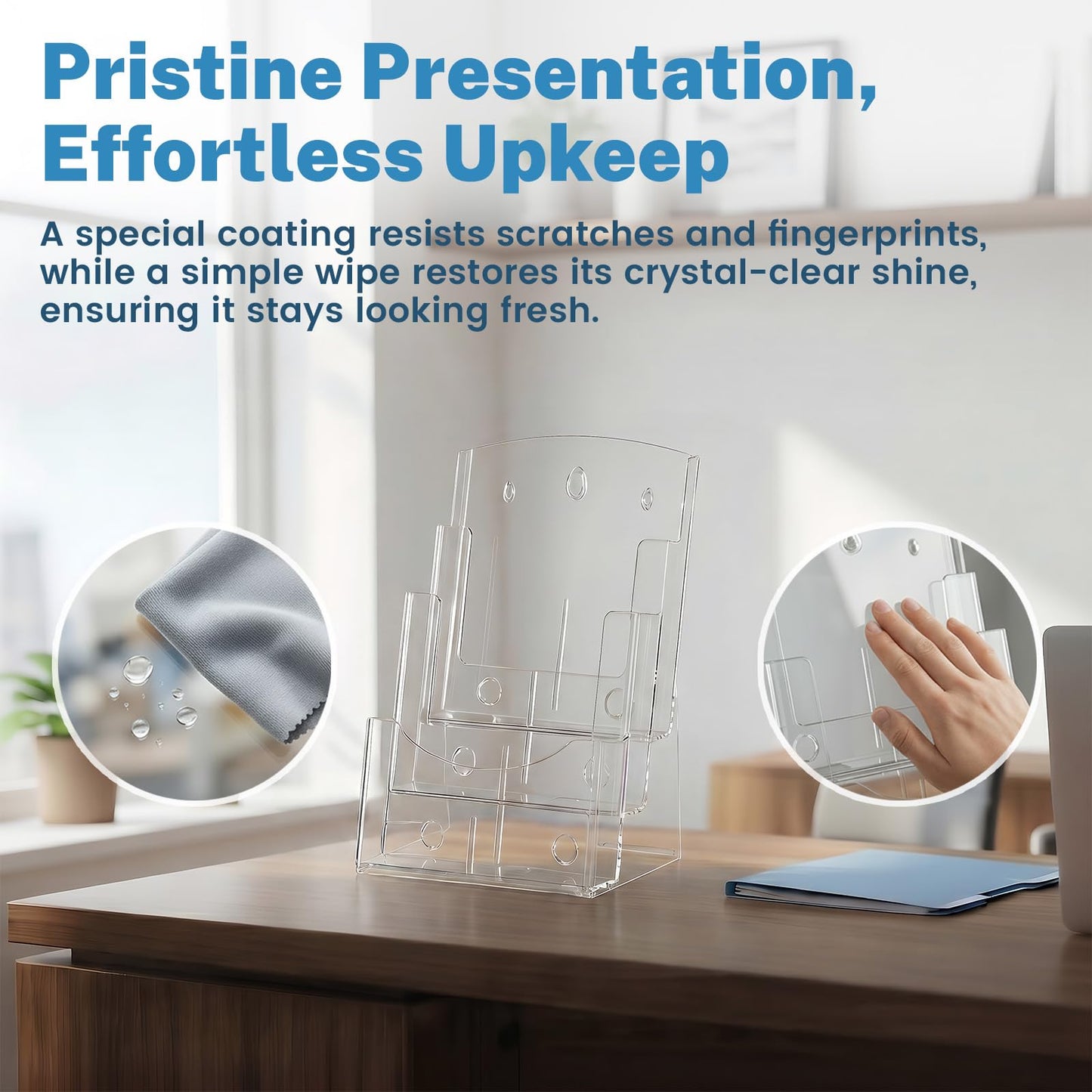 Viymgit Acrylic Brochure Holder 8.5 x 11 inches, 3 Tier Clear Plastic Flyer Holder Display Stand, Wall Mount/Countertop Literature Organizer for Documents, Pamphlets, Booklets, and Menu