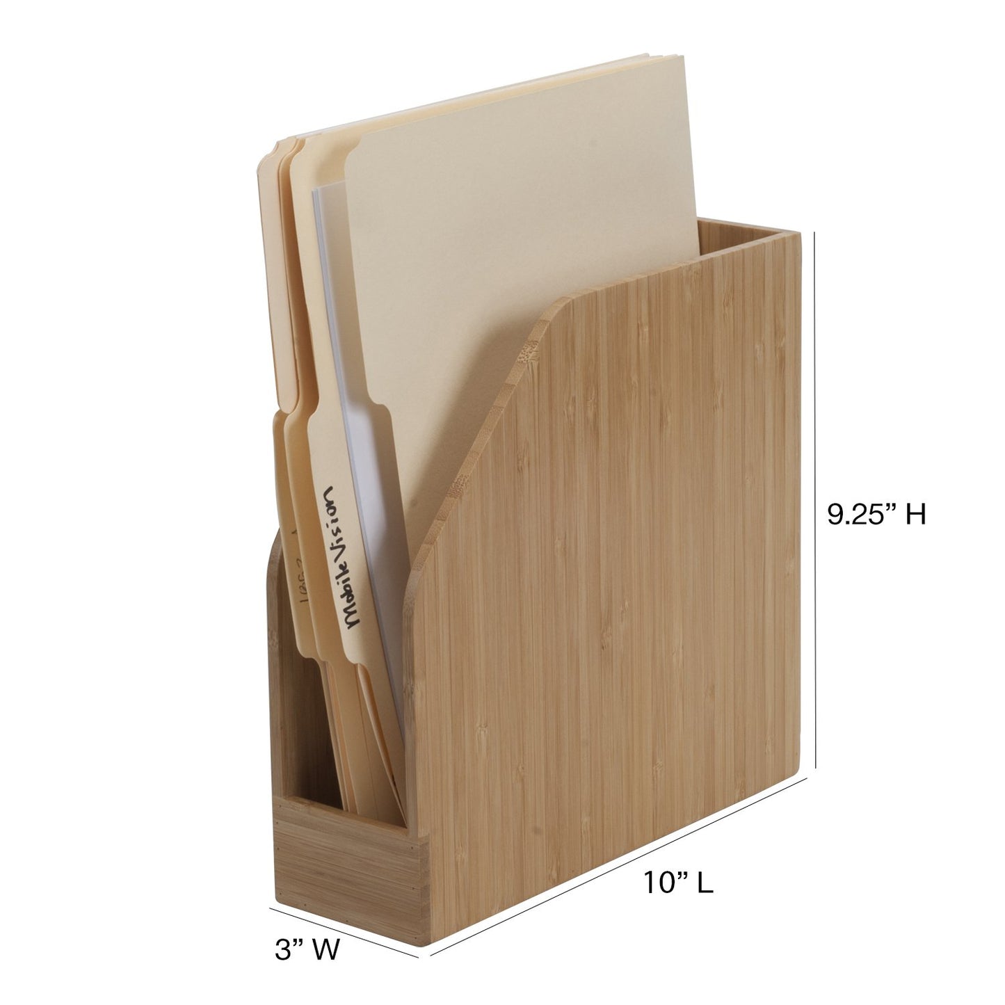 MobileVision Bamboo Vertical File Folder Holder & Office Product Organizer, Store Files, Magazines, Notepads, Books and more, 2 Pack Combo Set