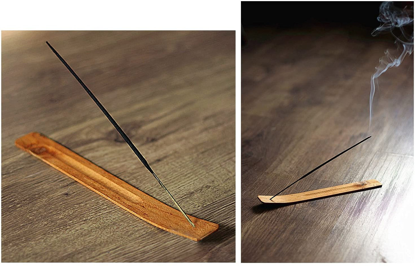 TRENDBOX 100pcs Handmade Plain Wood Wooden Incense Stick Holder Burner Ash Catcher Natural Design Buddhist