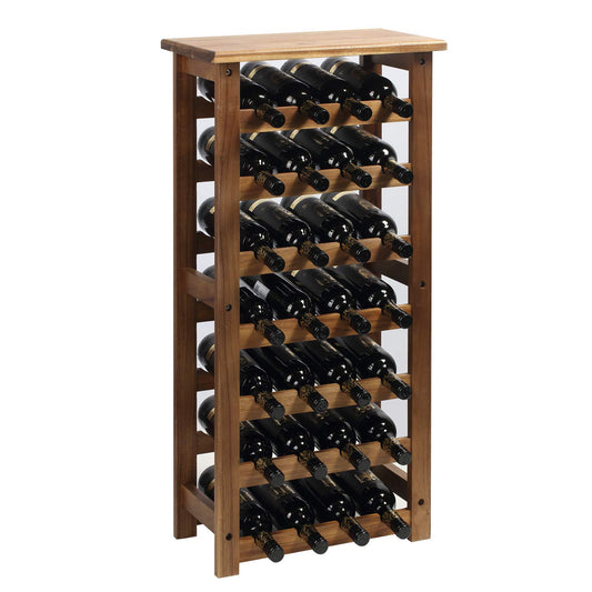 Everous Wine Rack Wood Floor Standing 28 Bottles - 7 Tier Wooden Wine Holder Storage Organizer for Kitchen, Pantry, Wine Cellar, Bar - Freestanding Display Rack Natural Acacia - Sustainable Home Decor