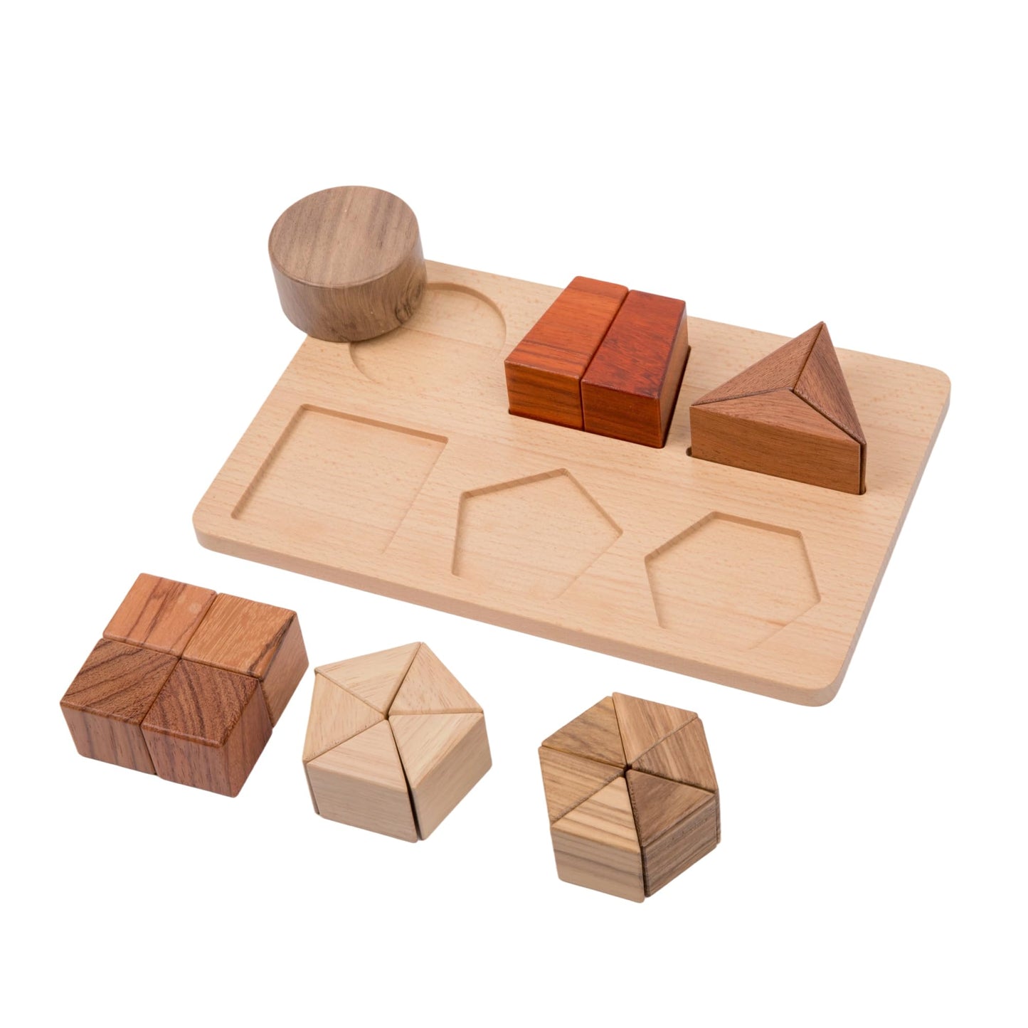 Montessori Wooden Fraction Puzzle Toy for Toddler Age 2 3, Math Manipulatives for 3+ Years Old, Geometric Shape Matching Game―Various Quality Wood Material Blocks, Classroom Learning Materials