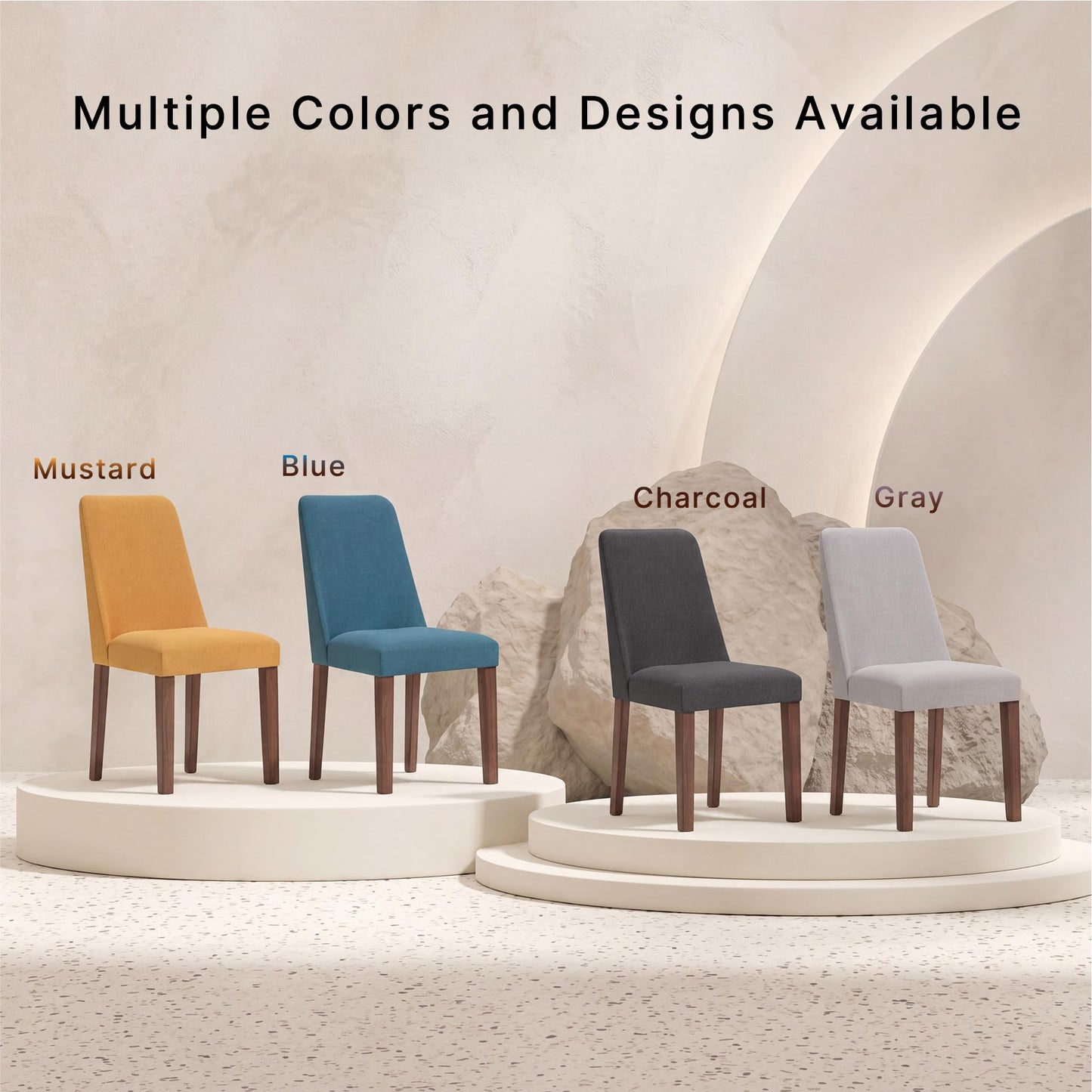 Signature Design by Ashley Lyncott Dining Chairs Set of 2, Mid Century Modern Style, Solid Wood Frame with Light Gray Polyester Upholstery, for Casual Kitchen and Dining Room Spaces, Medium Brown