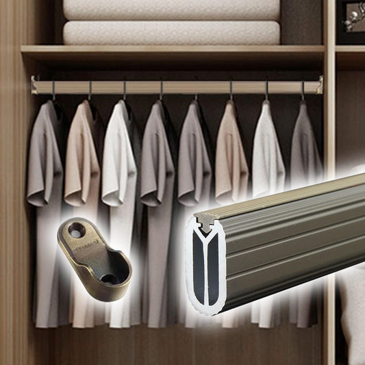 CHZFFD Wall Mounted Clothing Pole, Black Brown Silver Wardrobe Rail Heavy Duty with Brackets & Screws, Cuttable Garment Rack Bar for Hanging Clothes/Heavy Coats(Brown,106cm(41.7in))