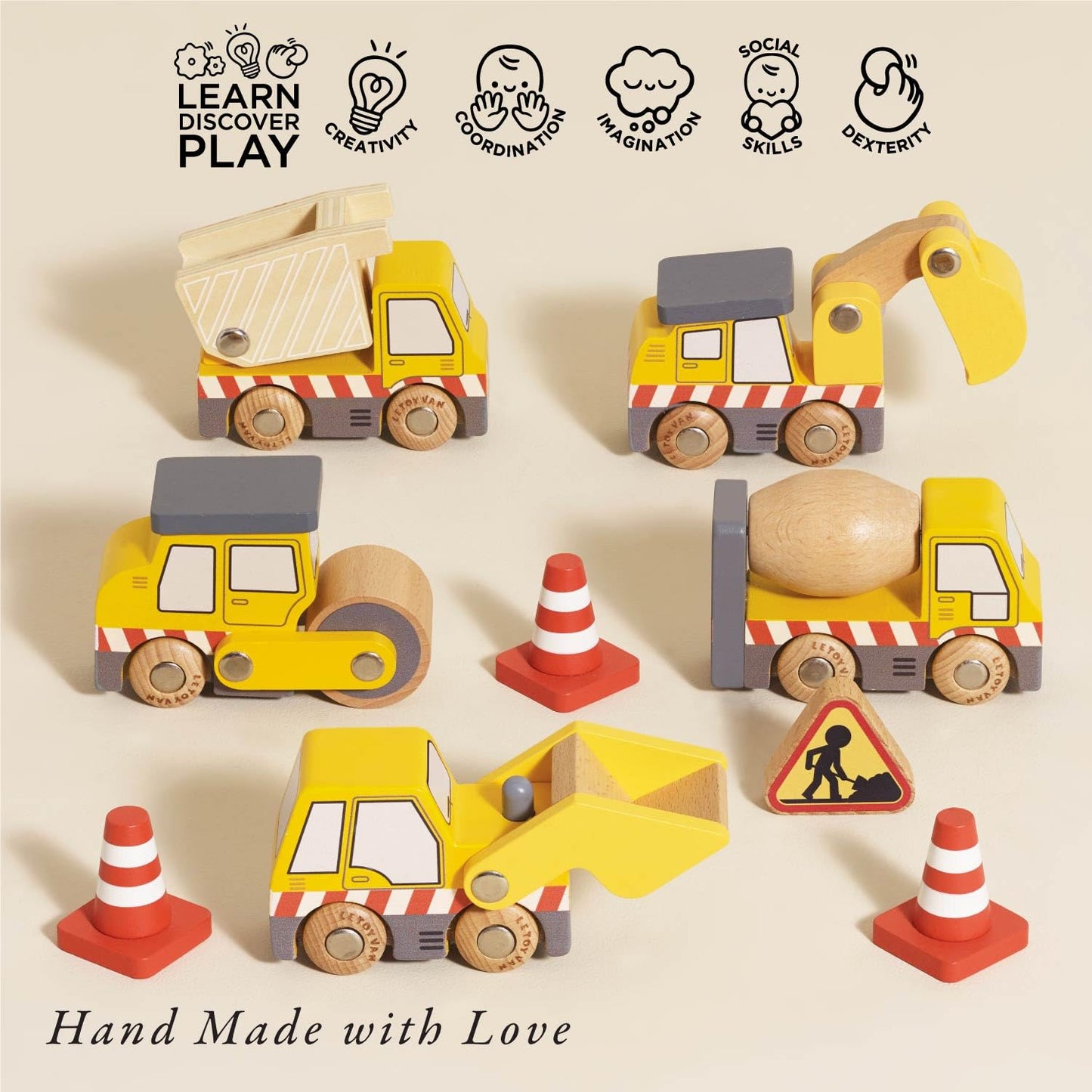 Le Toy Van Wooden Construction Vehicles Set