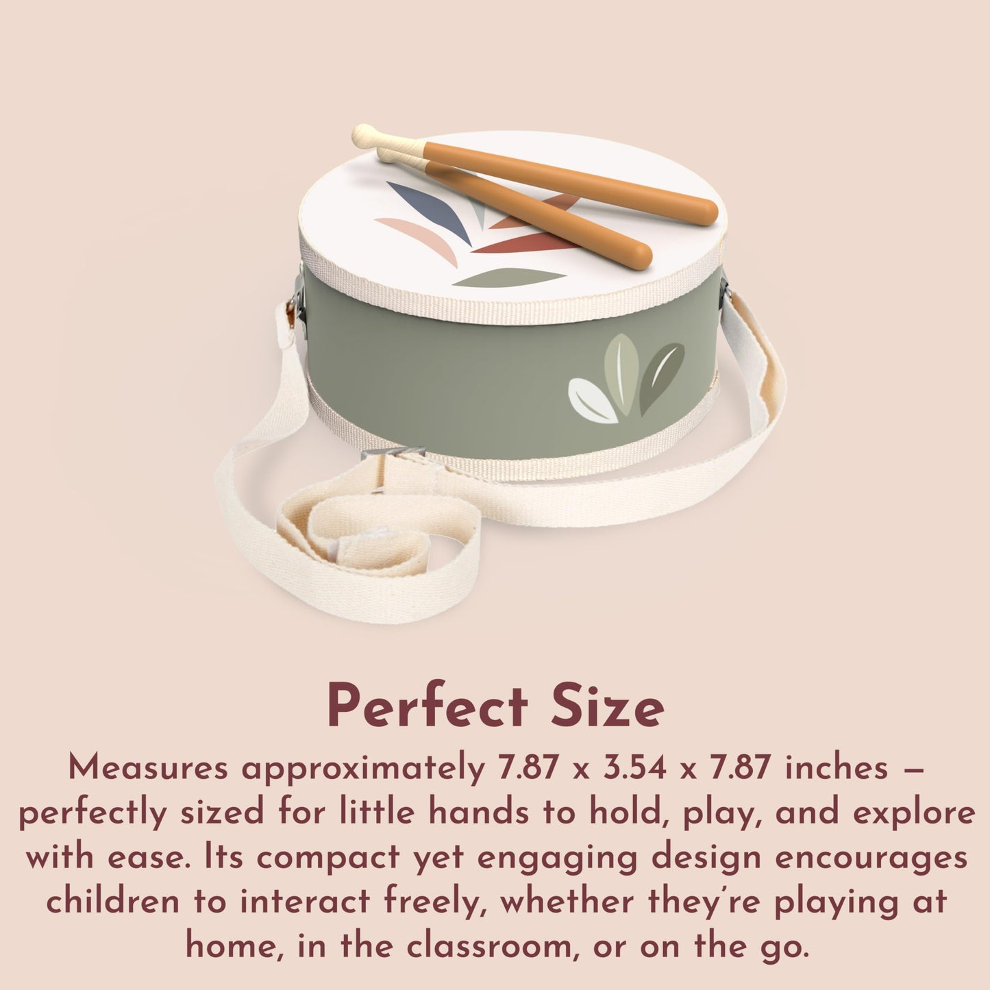 SPEEDY MONKEY Wooden Kids Drum Set with Adjustable Strap for Ages 3+