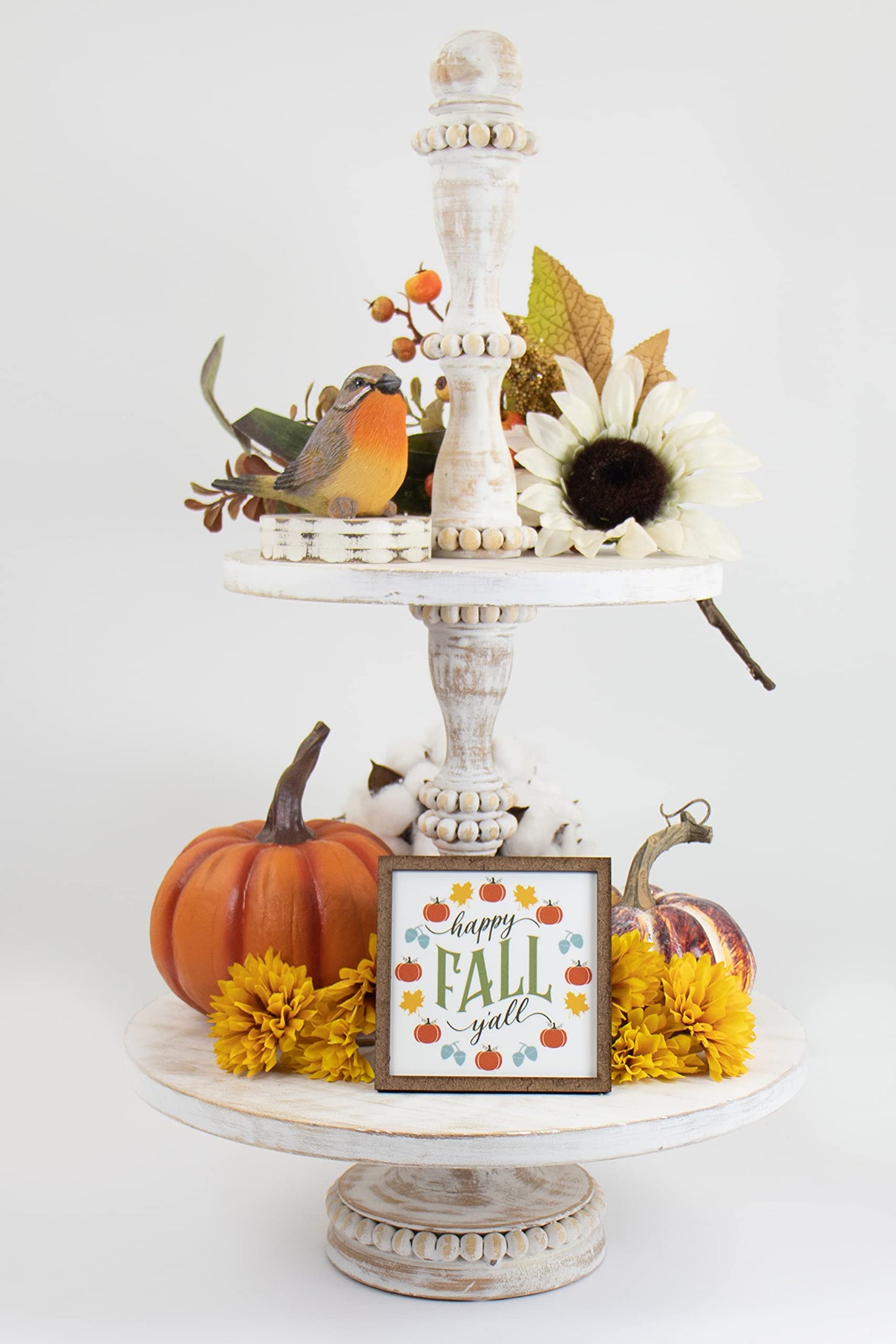 Happy Fall Y'all Sign - Tier Tray Sign - Fall Décor - Mini Wooden Sign - Wood Sign - Shelf Sitter - Home Decor -Kitchen Decor (4" x 4")