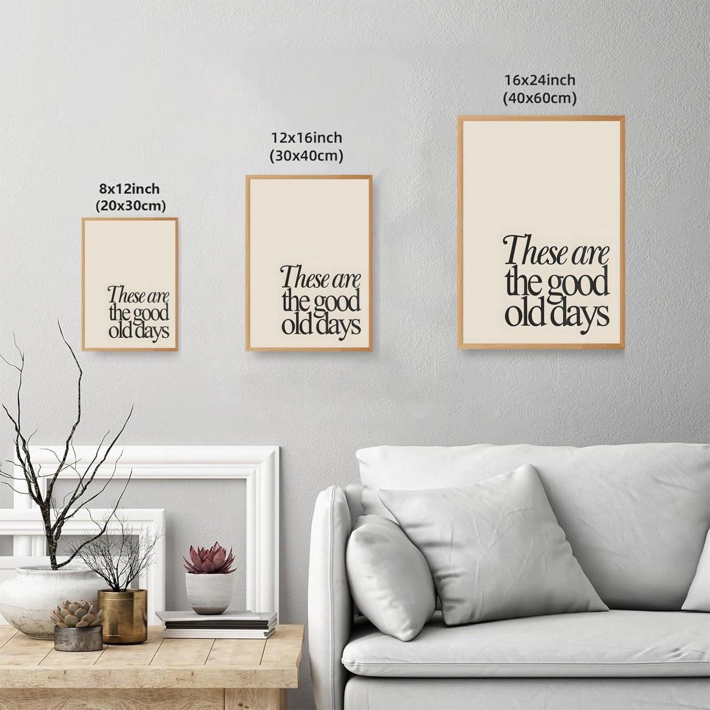 PMKXFGK Wooden Frame These are The Good Old Days Canvas Wall Art Inspirational Quote Typography Poster Neutral Minimalist Decor Motivational Print Pictures Aesthetic for Living Room Office 12x16inch