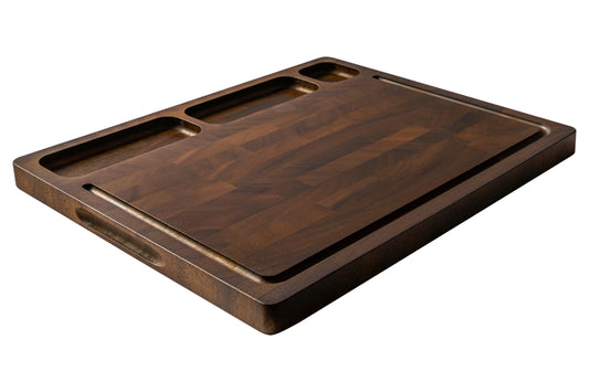 THETCHRY Walnut Cutting Boards For Kitchen, End Grain Wooden Cutting Board with Handle, Chopping Board Double Sided Charcuterie Boards For Meal Prep & Serving with Gift Box（Black Walnut）17”X13” X1”