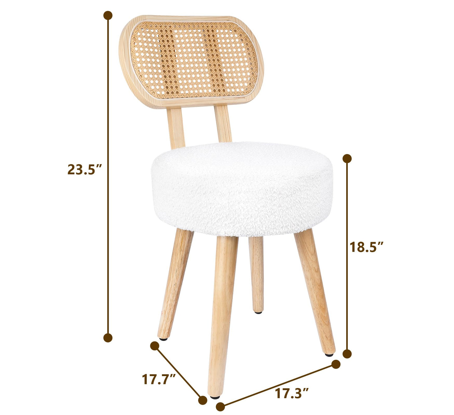 Rattan Dining Chair, Kitchen Dining Room Chairs, Mid Century Modern Boucle Chair, Stylish Upholstered Wood Accent Chair, Cute Sherpa Chair, Living Room Bar Stool Chair, Boho Makeup Vanity Chair, 1 Pc