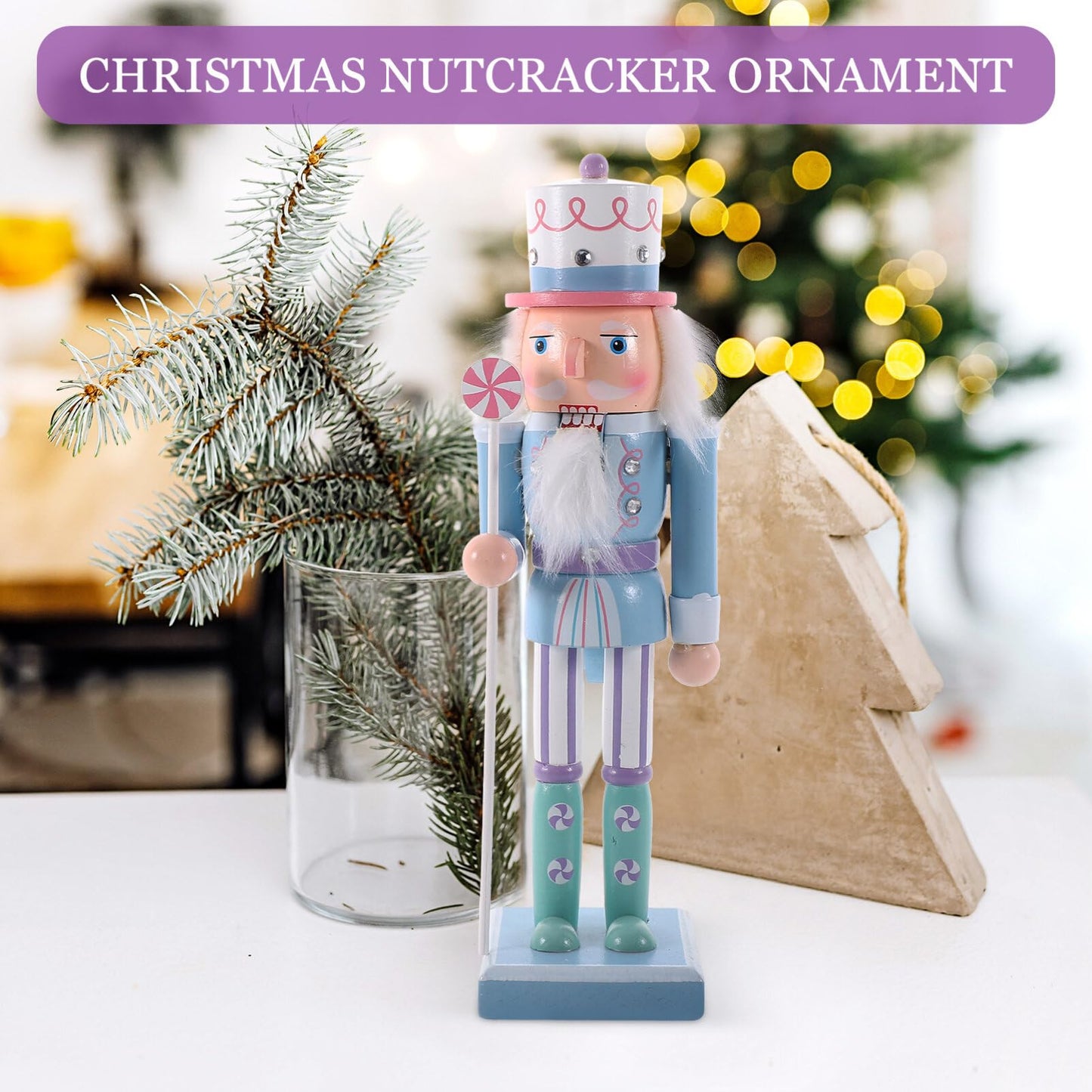 1Pcs Holiday Wooden Nutcracker Christmas Decorations Nutcracker Figures Festive Collectible Nutcracker Ornament for Festival Party