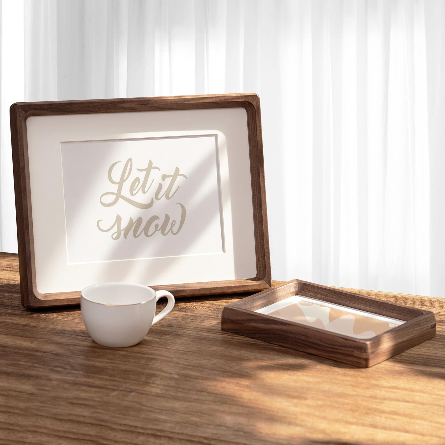 8x10 Picture Frame, USA-Sourced Natural Walnut Wood Photo Frame with Tempered Glass, Handcrafted Rounded Corner 8 x 10 Wooden Frame Matted to 5x7 Photos, Wall or Tabletop Display