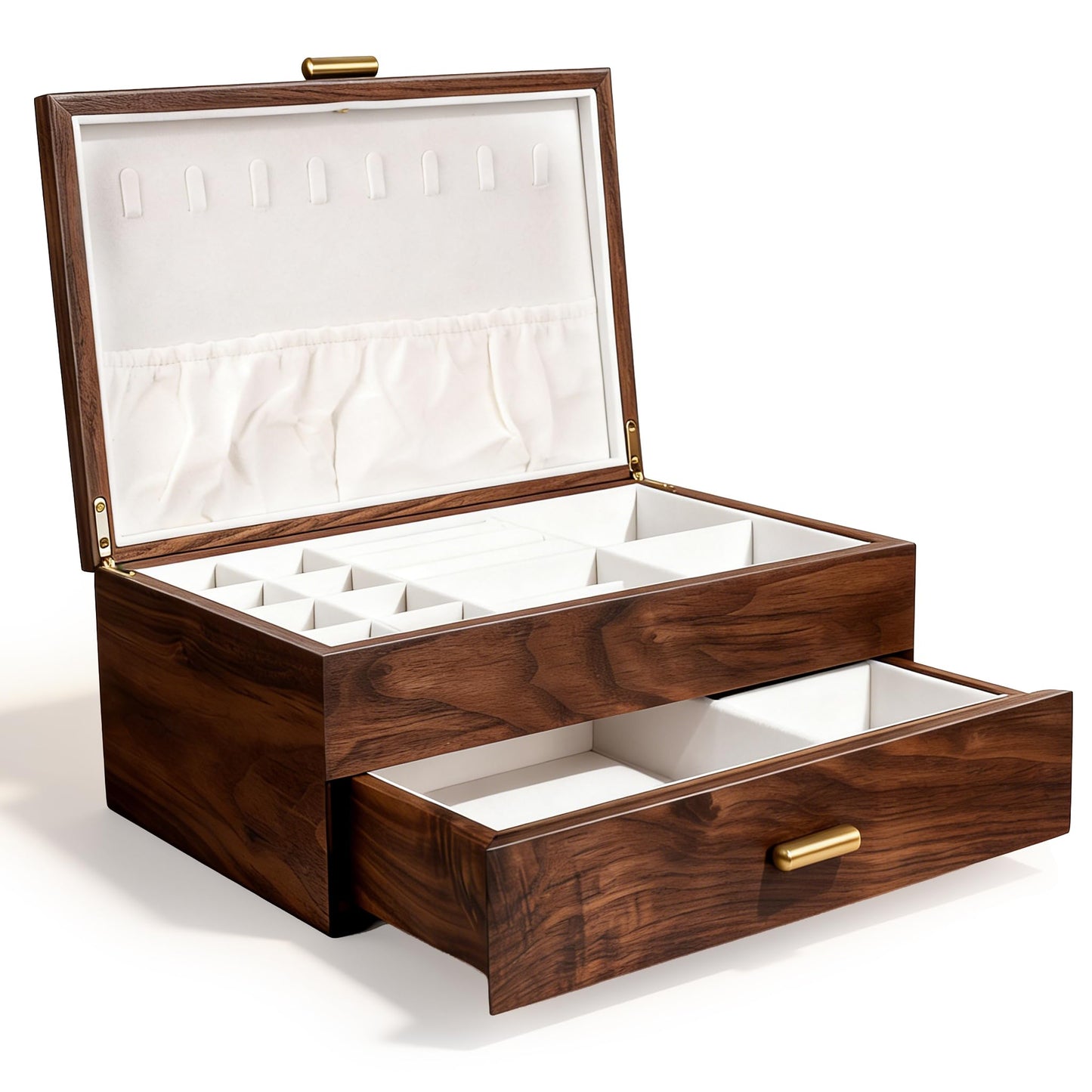 IRIVER BLANK High-end Solid Wood Jewelry Storage Box Ladies Retro Wooden Necklace Jewelry Bracelet Watch Display Box Handmade Wedding Birthday Anniversary Jewelry Collection Box(Double Layer)