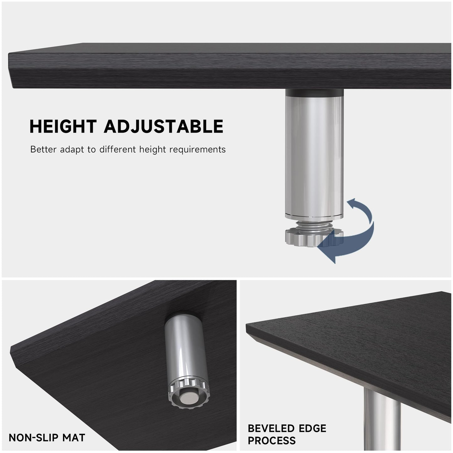 Fenge 39.4 Inch Dual Monitor Stand, Height Adjustable Monitor Riser Stand for Desk, Wooden & Steel Monitor Shelf for 2 Computers up to 99lbs, Stable Desk Organizer for PC Laptop TV, Black