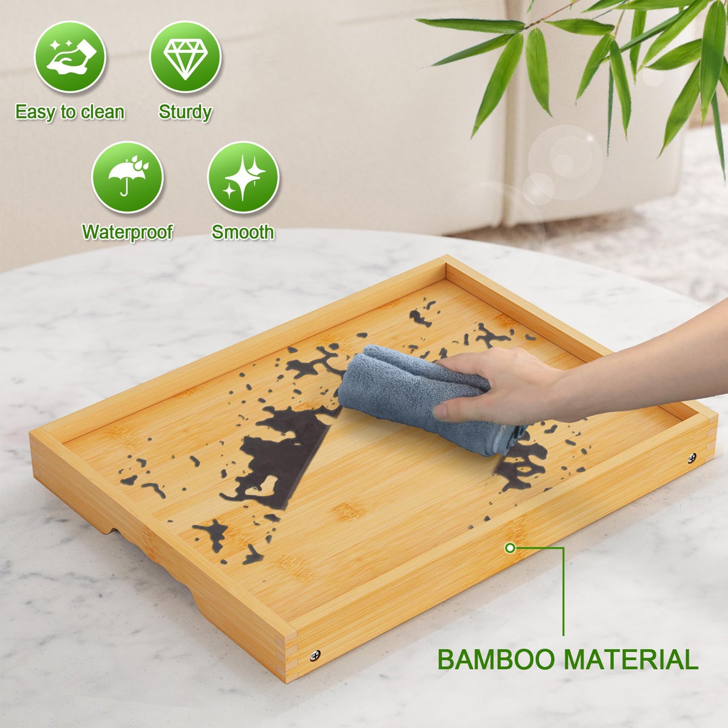 Youpehom Bed Tray Table with Folding Legs,Bamboo Breakfast in Bed for Kitchen Serving Tray,Sofa,Eating,Used As Laptop Desk Snack Tray (Bamboo, Medium)