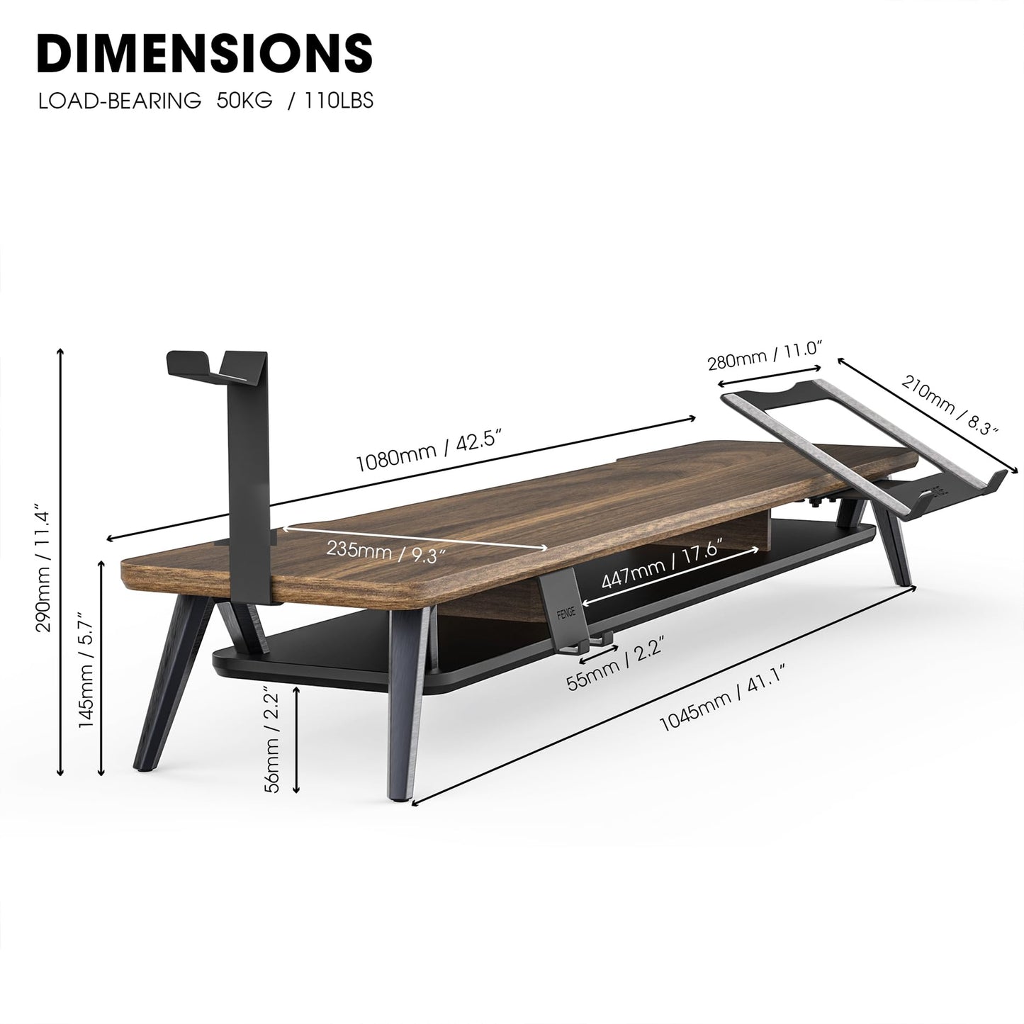 Fenge Modular Monitor Stand Riser Desk Shelf, Water Resistant Dek Pad Mat