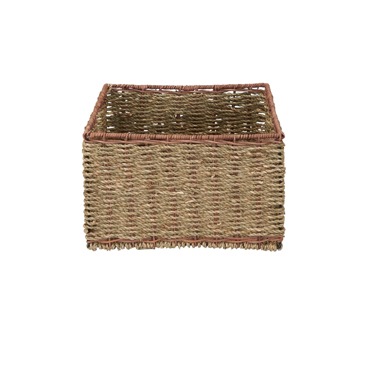 Household Essentials 5 Drawer Seagrass Wicker Storage Tower with Handwoven Rattan Design and Strong Metal Frame, Natural Rustic Modern Finish
