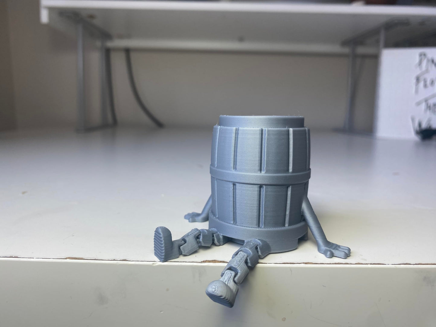 Articulated Barrel Man Desk Decor - Matte Silver Rustic Inspired Figurine for Home Bar, Office Shelf Accessory, and Unique Gift for Collectors - Poseable Barrel Character
