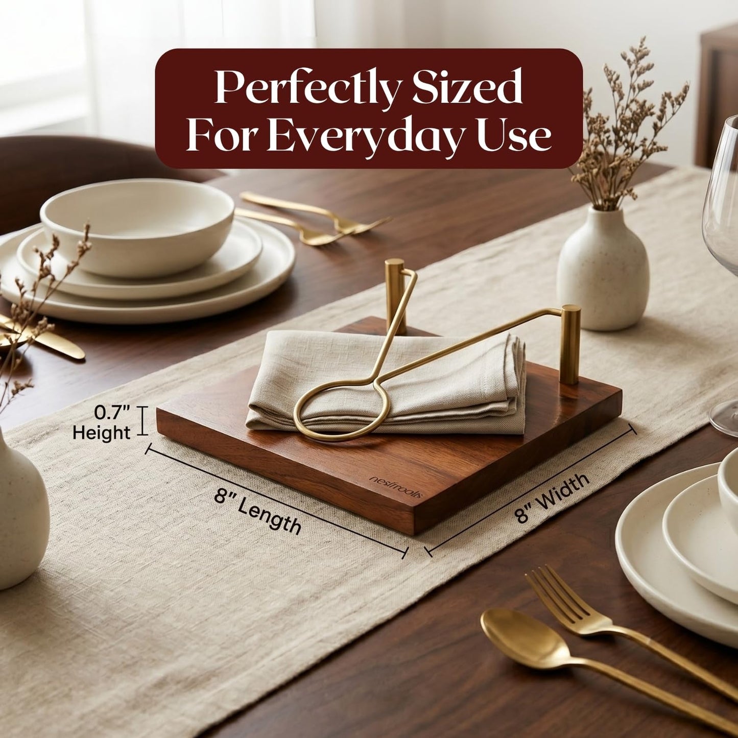 Nestroots Tissue paper holder wooden napkin holder | napkin holder for dining table Tissue stand 8 x 8 inches
