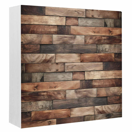 Wood Box Sign Desk Decor Farm Brown Wooden Plank Square Boxes Sign, Retro Country Wood Grain Wooden Block Box Sign Decoration for Home Wall Tabletop Shelf Office Decor,6x6IN
