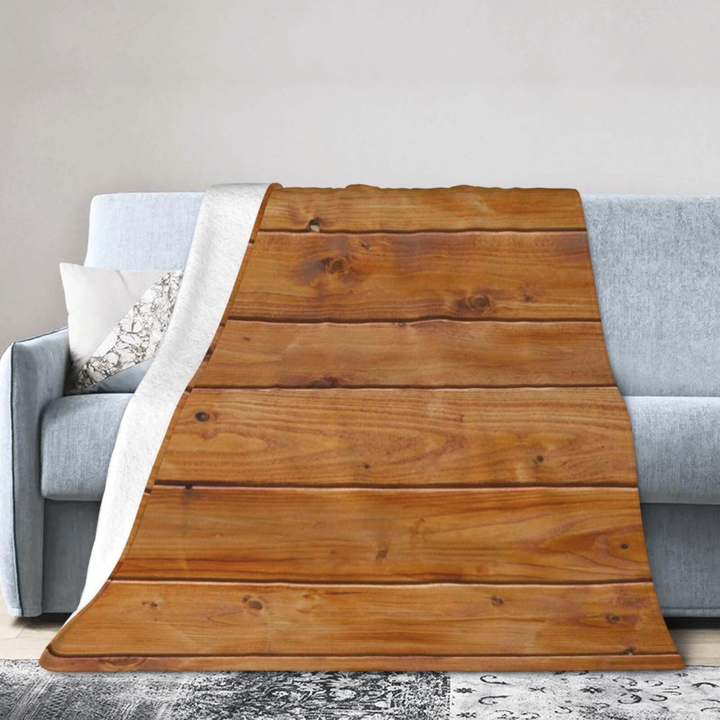 50"X40" Wooden Plank Texture Soft Flannel Blanket - Lightweight and Quick Drying, Used for Home, Travel, Camping