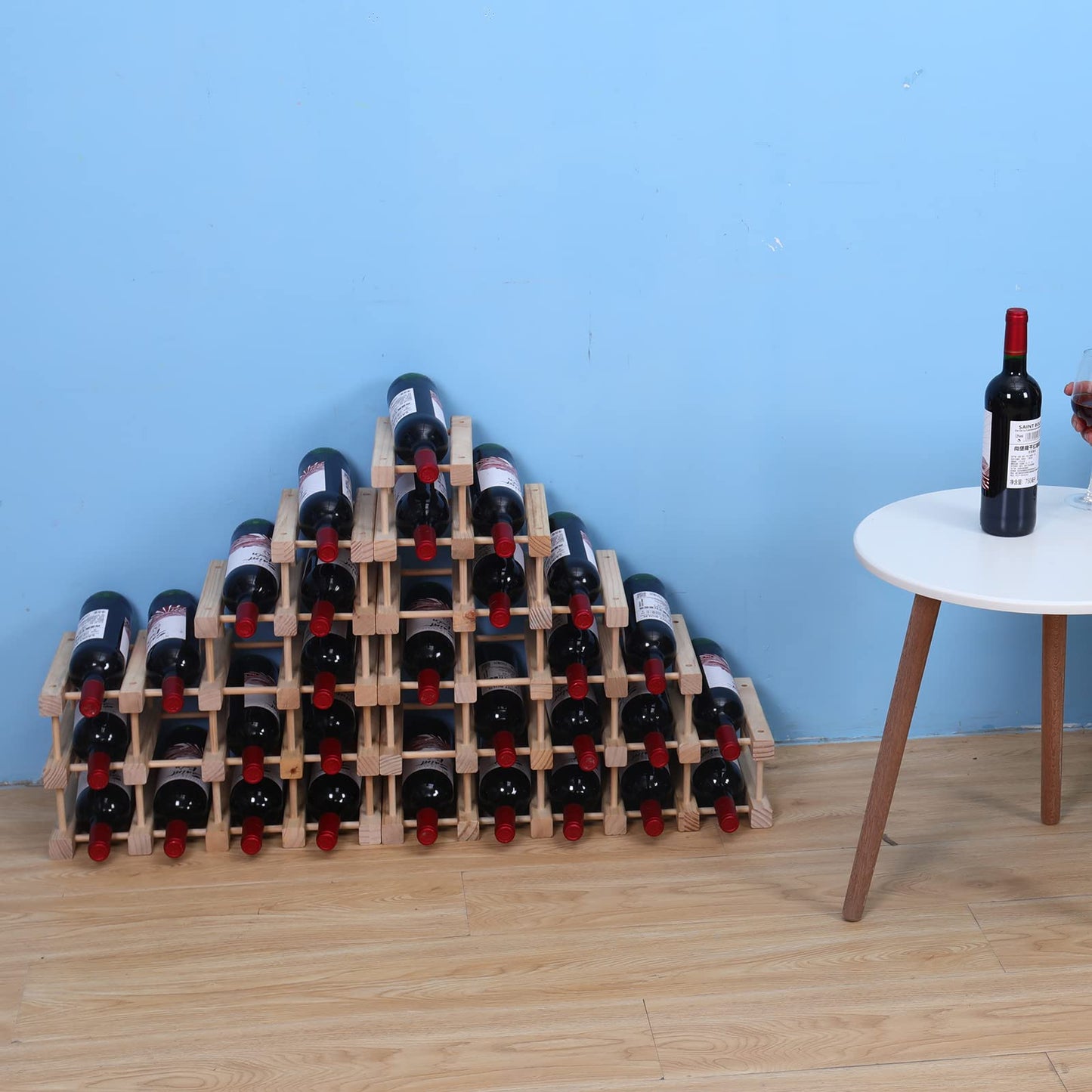 guilai Wooden Stackable Storage Modular Small countertop Wine Rack Cabinet,Freestanding for Floor Wood Wine Bottle Shelf (16bottle)