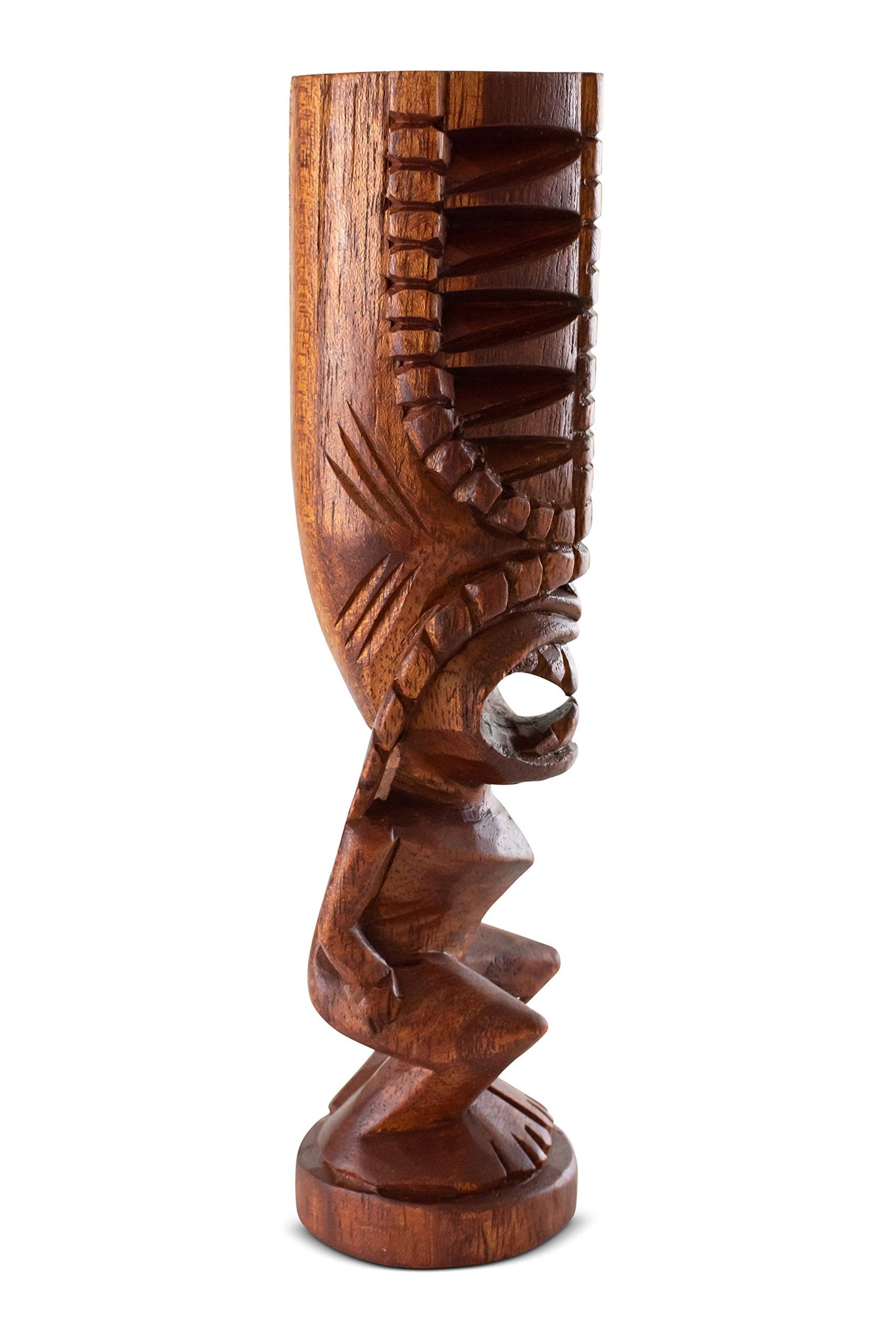 G6 Collection Handmade Wooden Primitive Angry Face Tribal Statue Sculpture Tiki Bar Handcrafted Unique Gift Art Decorative Home Decor Accent Figurine Decoration Artwork Hand Carved (Big Forehead)
