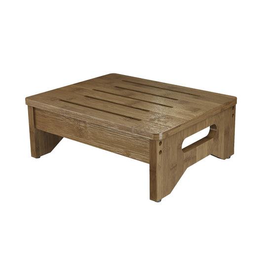 Wooden Step Stool for Adults & Kids, Non-Slip Rubber Feet, 6.5 INCH High, Lightweight Small Step, 450 LBS Capacity, Bed Step Stool for High Bed, Bathroom & Kitchen (Walnut)