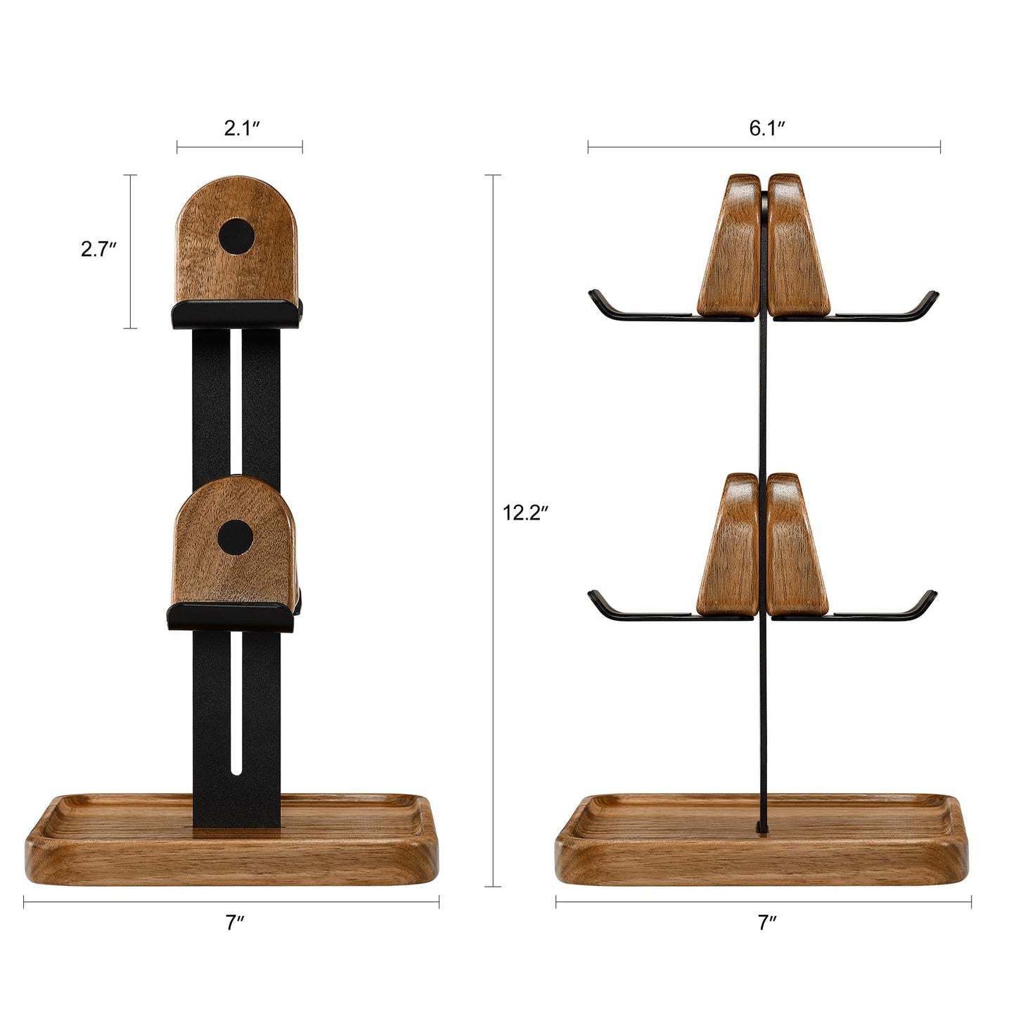 blingwider Game Controller Wood Stand for Desk, Adjustable 2 Tiers Game Controller Holder for PS/Xbox/Switch/Nintendo,Dual Tiers Controller Holder On The Desk,Solid Wood,4-in-1 Black