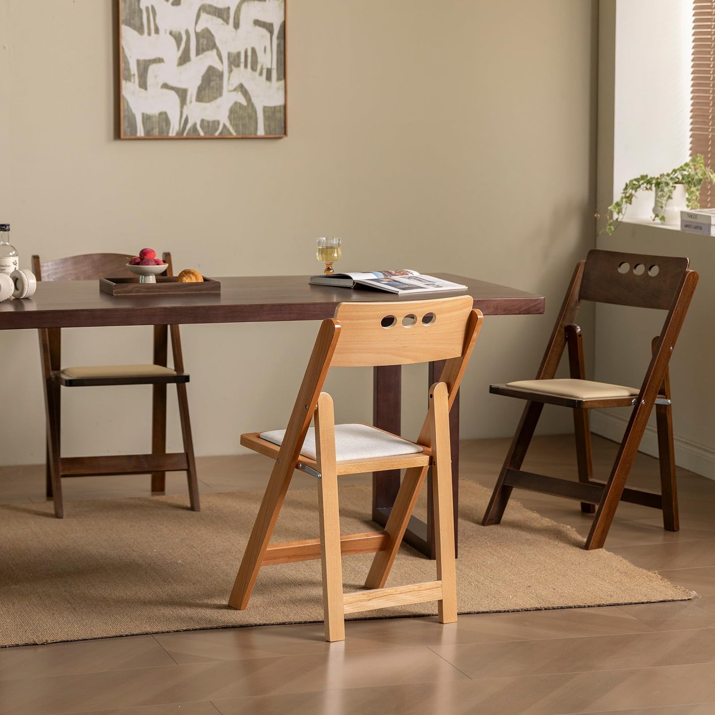 BYKXYW 4 Pack Series Fruitwood Wood Folding Chair with Soft Leather Cushion Suitable for Weddings Offices Outdoor Activities Factory Direct Sale Quality Assurance