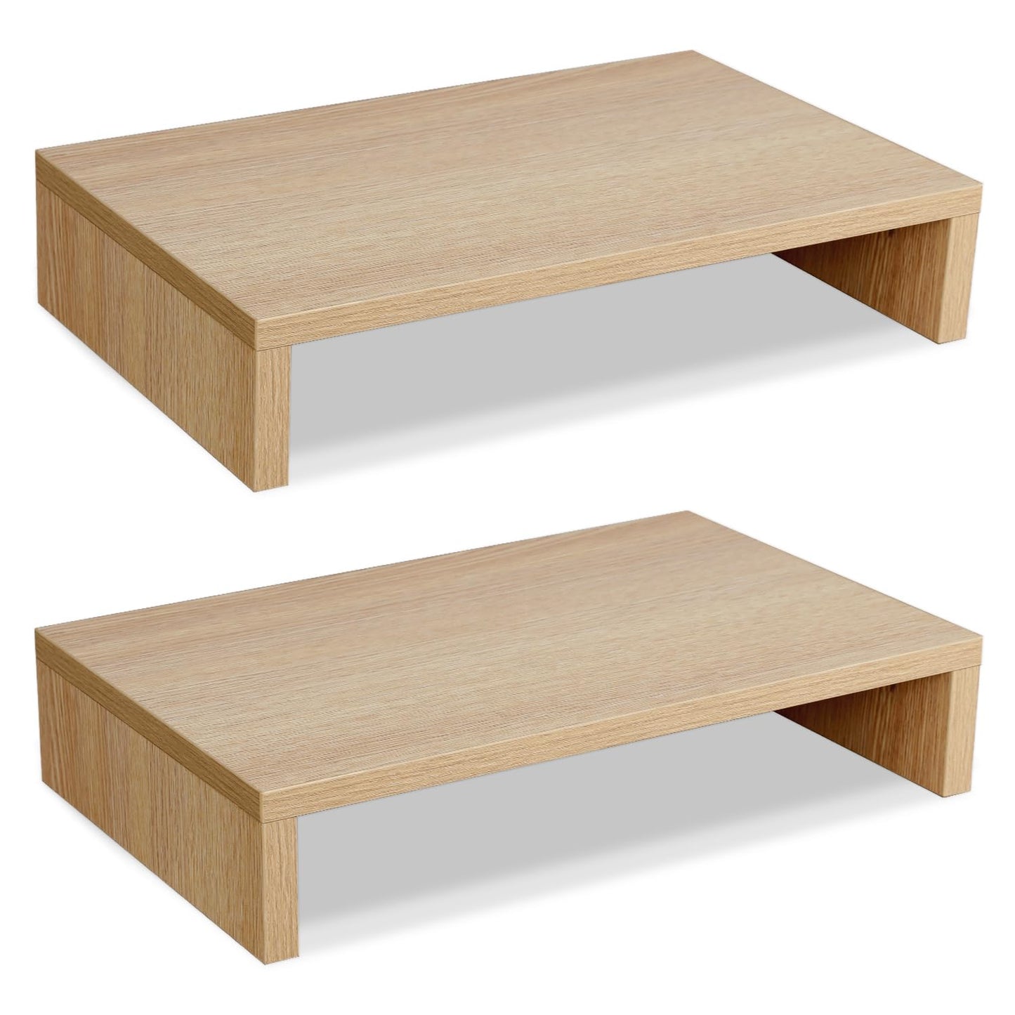 TEAMIX Wood Monitor Stand Riser - 2 Pack Adjustable Dual Monitor Riser for Laptop/PC