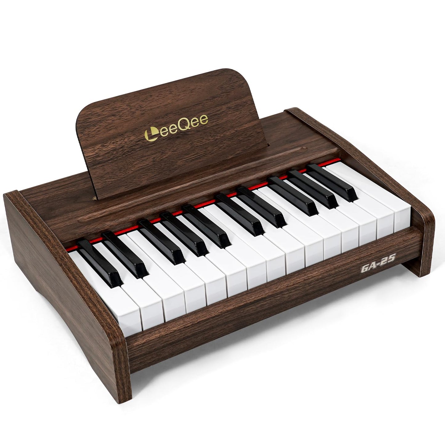 LeeQee 25-Key Wooden Electronic Piano Keyboard for Kids - Educational Music Toy with Realistic Sound, Dual Power Supply & Learning Accessories - Perfect Toddler Learning Gift