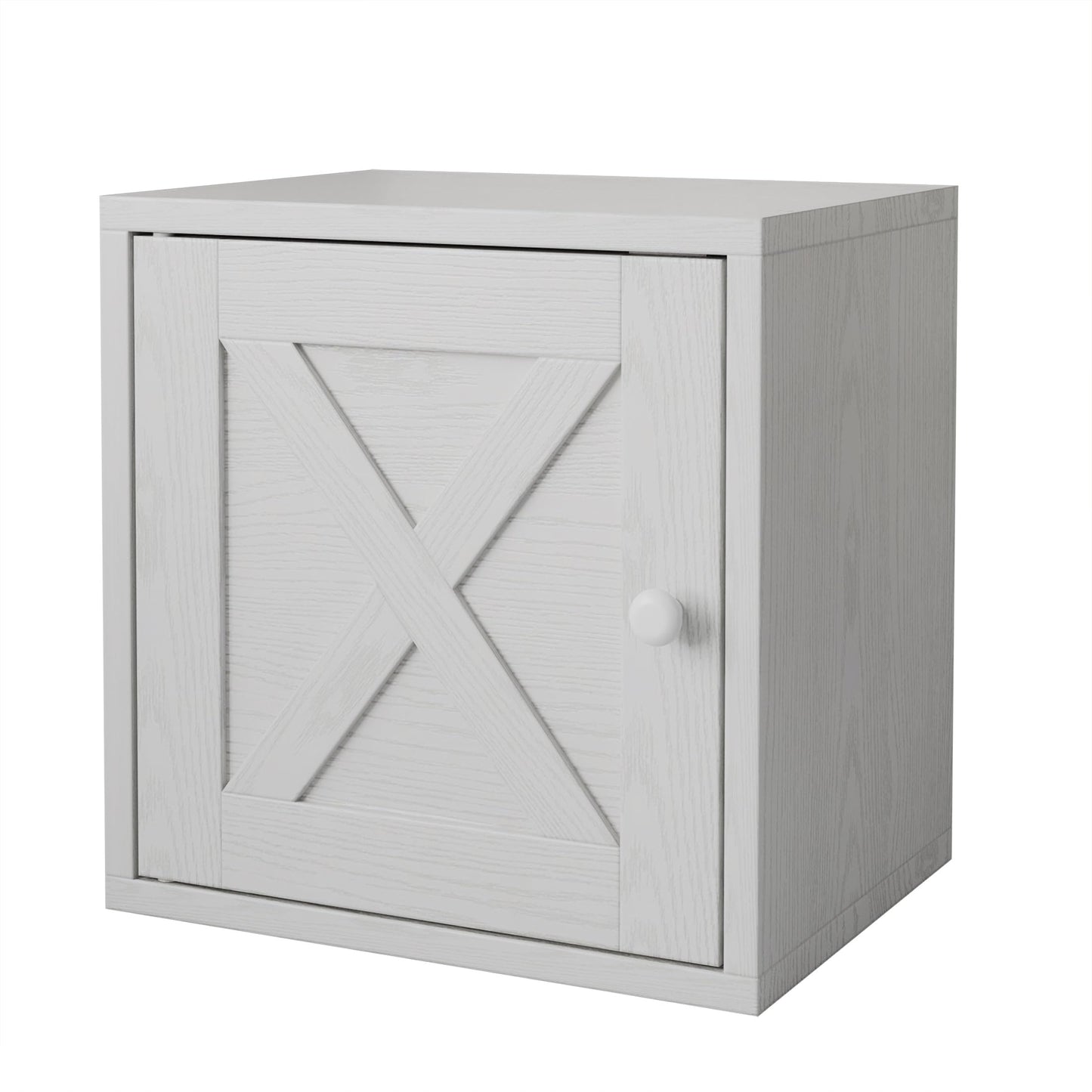 FUSUNBAO Magic DIY Cube Storage Organizer Stackable Cubes for Home Books Clothes Toy-Modular Cubby Storage System-Office Cubical-Bookcase Closet (Pure White-Washed, Door Cube)