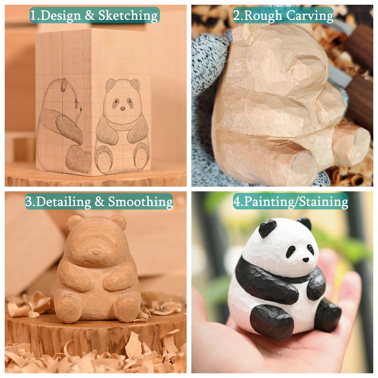 19PCS Basswood Carving Blocks，4 Different Sizes Whittling Wood Blocks，Soft Carving Basswood Kit for Crafts Beginners