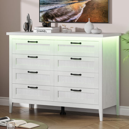 IDEALHOUSE 8 Drawer Dresser with Charging Station & LED Lights