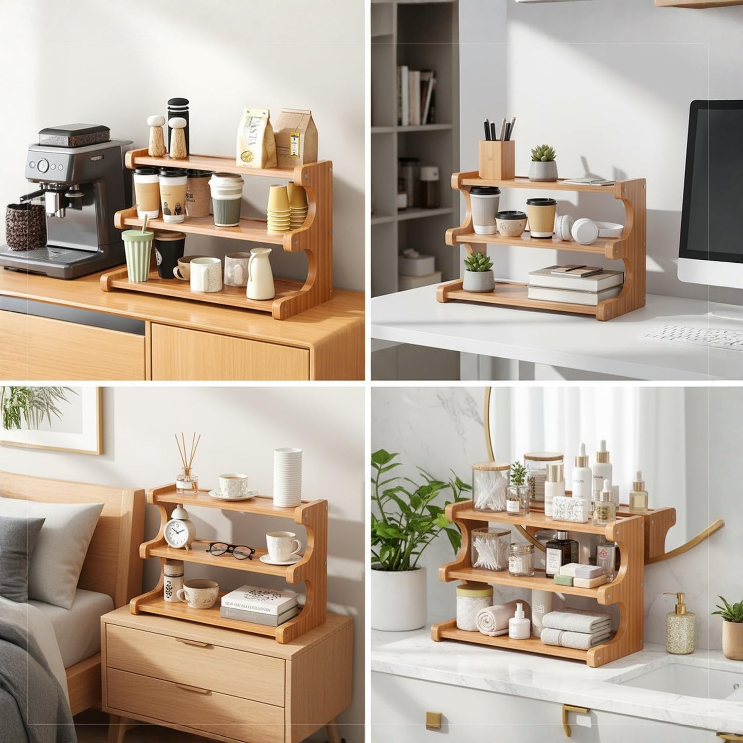Rainsleep Multifunctional Coffee Mug Organizer for Countertop - Storage and Organization Rack for Cabinet, Holds Coffee Cups and Mugs for Kitchen and Home