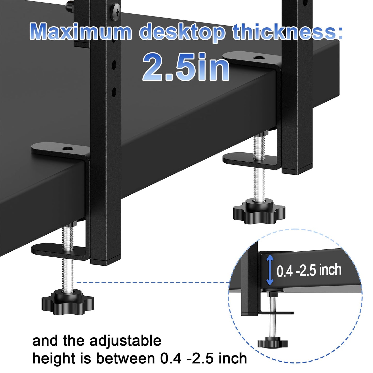 OUTIOE 2-Tier Desk Shelf, Expandable Under Desk Storage, Clamp on Desk Shelf, Desktop Accessories for Offices, Study Rooms, and Game Rooms (Wood)